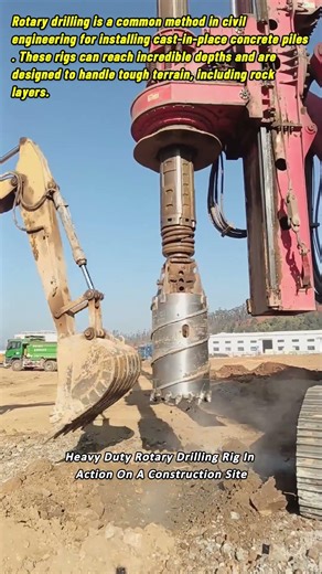Heavy Duty Rotary Drilling Rig In Action On A Construction Site