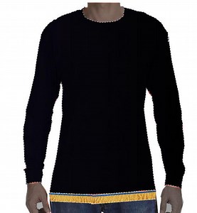 Hebrew Israelite Black T-shirts Long Sleeve With Gold Fringes, Blue Ribbon - Etsy