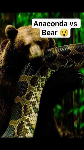 The anaconda vs The Bear fight.😲😮😲 #shorts #anaconda #snake