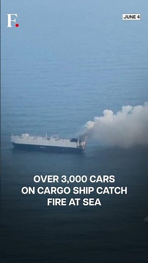 Watch: Alaska Coast: Fire Breaks Out on Cargo Ship Carrying 3,000 Cars | Subscribe to Firstpost