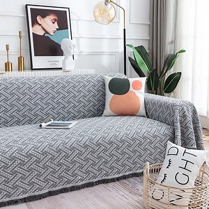 Sanmadrola Sofa Cover, Couch Covers for 2 Cushion Couch Sofa, Sectional Couch Covers for L Shaped Couch Cover, Living Room Sofa Throws Sofa Slipcovers for Pets, Kids (71"x 102",Loveseat, Gray White)