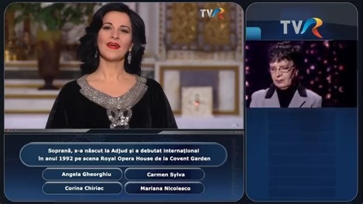 Soprană, s-a născut la Adjud și a debutat internațional în anul 1992 pe scena Royal Opera House de la Covent Garden: ✅Angela Gheorghiu ✅Carmen Sylva ✅Corina Chiriac ✅Mariana Nicolseco 🌍 Arborele Lumii – cut-uri din „Câștigă România!” videouri de cultură generală, curiozități și lucruri inedite. 📺 „Câștigă România!” la TVR 1 (luni–joi, 21:00 | reluare: marți–vineri, 11:00) ▶️ Urmărește edițiile integrale și materiale exclusive pe pagina de Facebook Câstigă România 🎤 Prezentator: Virgil Ianțu �