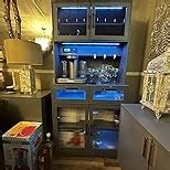 HNEBC Book Shelf with LED Lights, Arched Display Case with Storage Cabinet, Smart File Cabinet with Glass Door, Curio Cabinet with Solid Wood Legs for Home Office/Bedroom Furnniture-Black