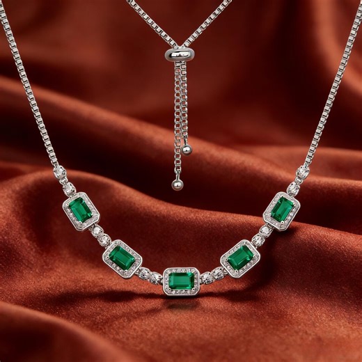 Emerald Necklace, Green Pendant Necklace for Her, Sterling Silver Anniversary Gift - Etsy