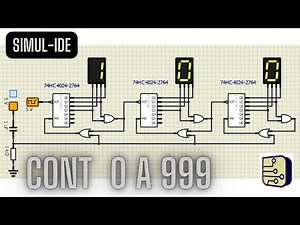 Contador de 0 a 999 com CI4024 - Simulação no SimulIDE