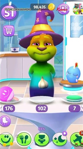 My Talking Tom 2 Game || RAINBOW Talking Tom Eating Candy Garlic and Grapes Effect