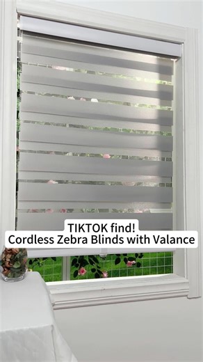 No cords. No mess. Just clean lines. Zebra striped elegance meets safety. Cordless design = peace of mind. Metal dust cover for lasting performance. Adjust light in seconds—sunlight made simple. Style function? We’ve got both. #tiktokmademebuyit #homedecor #zebrablinds #windowshades #cordlessblinds