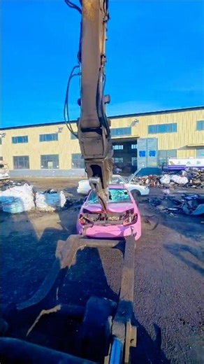 Full In Channel !!! We Found a Beautiful Pink Car… Then DESTROYED It 💔🔥 #carcrusher