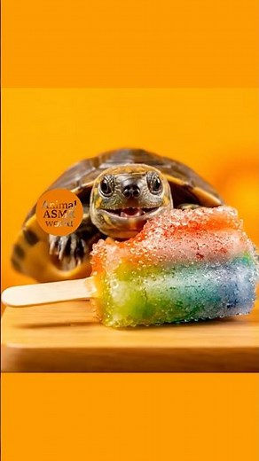 ASMR Turtle Eating Popsicle 🐢🍧 | Cute & Refreshing Sounds
