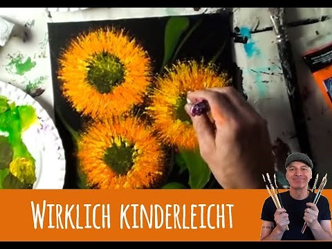 10-minute painting: Fantasy flower using a stippling technique 🎨🌻 | simple fantasy flower | Upcyc...