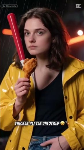 Ai girl eating fried chicken 🍗