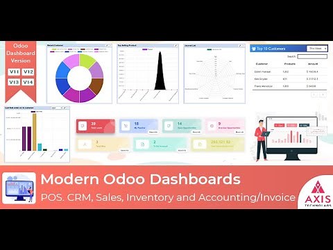 Beautiful Modern Odoo Dashboards for CRM , POS , Inventory, Sales, Accounting of any odoo business.