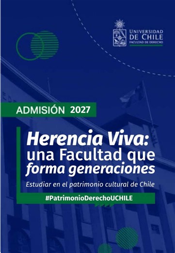Por si te perdiste el Día de los Patrimonios en la Facultad de Derecho de la Universidad de Chile 👀✨ Te dejamos un recorrido rápido por espacios que han sido testigos de generaciones de estudiantes y que forman parte del patrimonio cultural, histórico y arquitectónico de nuestro país 🏛️. Entre tradición e innovación, nuestra Facultad sigue construyendo futuro, incorporando nuevos espacios para una comunidad universitaria en constante crecimiento. Si estás pensando en estudiar Derecho, este tam