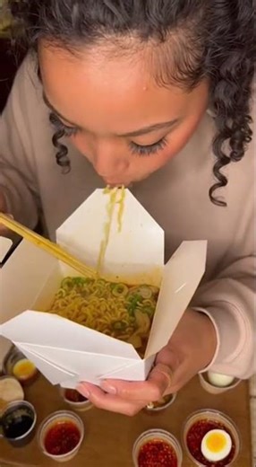 Girl Eating Ramen From Takeout Box | Slurping Noodles ASMR | Eating Sounds Only