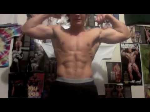 Ripped teen bodybuilder flexing aesthetic muscle / read description