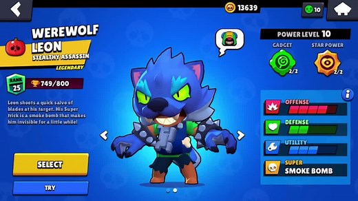 Werewolf Leon Skin in Brawl Stars - Stats and Gameplay