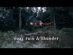 Cozy Rain Ambienceㅣ Lakeside Cabin in the Forest at Night