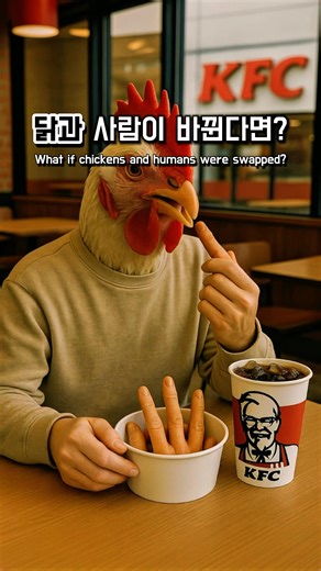 AI 쇼츠 연구소 on Instagram: "닭과 사람이 바뀐다면? What if chickens and humans were swapped? 🐔원하는 동물을 댓글로 남겨주세요❗️ 🐔여러분의 상상력을 공유해 주세요❗️ 🐔다음 이야기를 함께 만들어가요❗️ #ai #aiart #chicken #human #people #닭 #사람"