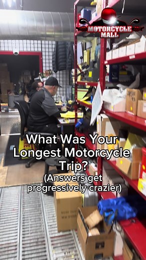 wait till the end… where was your longest motorcycle trip?? we asked motorcycle mall employees about their farthest rides, and got some CRAZY answers! #motorcyclemall #interview #motorcycle #bikelife #questions #biketok #trip #adventure