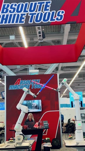 We’re having some fun with the OB7 collaborative robots at #PMTS! Come see the light saber action in booth #4013! #PMTS2023 #Automation