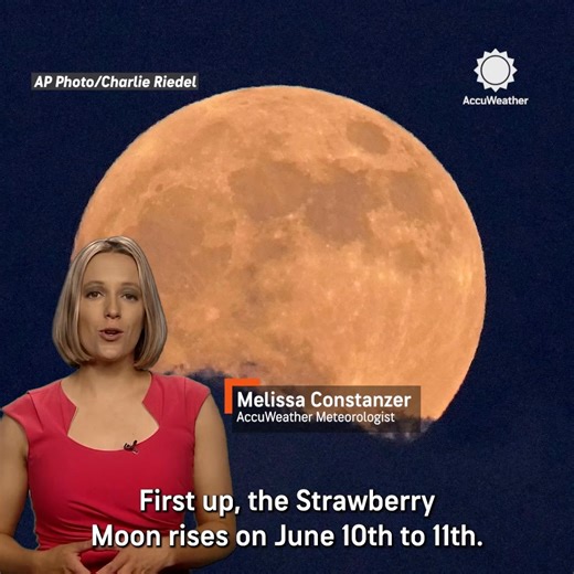27K views · 349 reactions | The final full moon of astronomical spring happens this week as the Strawberry Moon rises  https://bit.ly/4n6EF6W | AccuWeather | Facebook