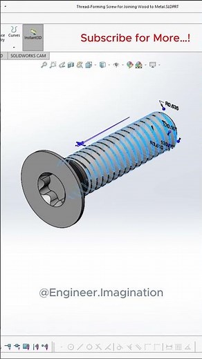 Thread Forming Screw for Joining Wood to Metal |@Engineer.Imagination| #foryou #shorts #solidworks