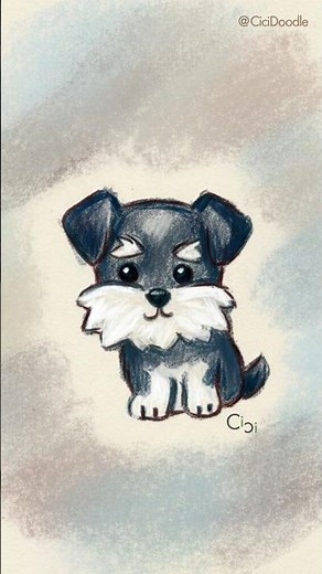 Cute Mini Schnauzer Easy Drawing 🐶✏️| Cici Doodle