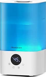 Aromacare Humidifiers for Bedroom, 2.5L Cool Mist Air Humidifier with Essential Oil Diffuser, Small Ultrasonic Top Fill for Baby Kids Plant, Auto Humidity, Auto Shut-Off (White)