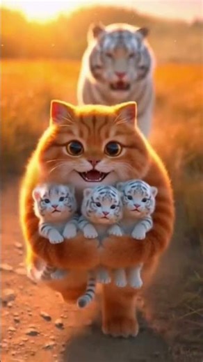 Chubby Cat Steals the White Tiger's Cubs (Viral Comedy Short)