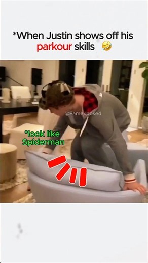 When Justin shows off his parkour skills #JustinBieber