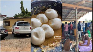 People park expensive cars like Bentley, storm restaurant & queue to buy fufu