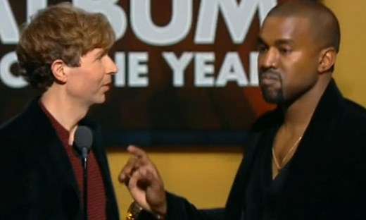 Kanye West interrupts Beck's Grammy acceptance speech – video report