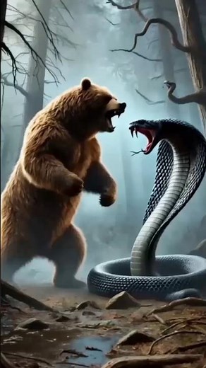 Bear vs Snake – Wild Fight Caught on Camera!"🐒#BearVsSnake #WildlifeFight#ভাল্লুক_সাপ