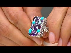 JAI Sterling Silver Gemstone Tablet Ring on QVC
