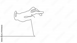 Animation drawing continuous one drawn line. Hands typing on a computer keyboard. Printing text on a computer. Computer keyboard. Entering text. Pressing a button on the keyboard. One continuous line