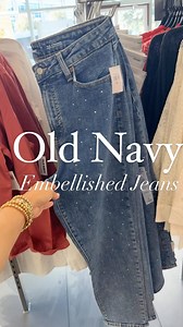 15K views · 98 reactions | Like and comment “OLD NAVY JEANS” to have all links sent directly to your messages. I am loving embellished jeans going into the holiday season. Fun and easy way to dress up an outfit while still being more casual. I went down in all of these to a 4. Available in lengths and great price point ✨ . #oldnavy #oldnavystyle #jeans #womensjeans #holidaystyle #holidayfashion | Julie Franks | Facebook