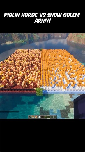 PIGLIN HORDE VS SNOW GOLEM ARMY #minecraft #funshorts #snowgolem