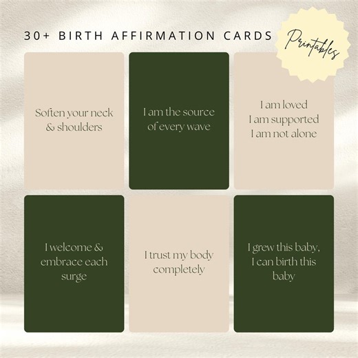 Printable Birth Affirmation Cards | Labour Affirmations | Positive Birth | Minimalist Neutral | Digital Download PDF - Etsy