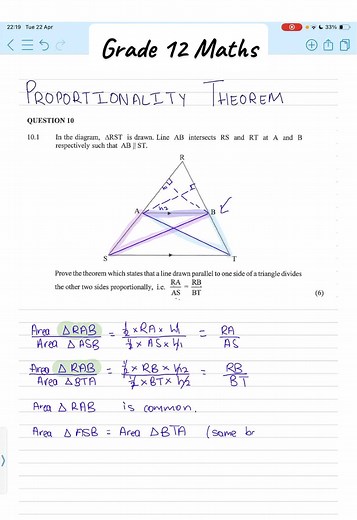 Proving the Proportionality Theorem in Grade 12 Maths