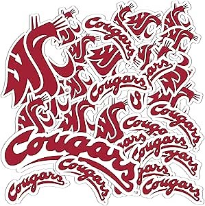 Desert Cactus Washington State University Sticker WSU Cougars Cougs Vinyl Decals Laptop Water Bottle Car Scrapbook Sheet T1 (Type 1-1)