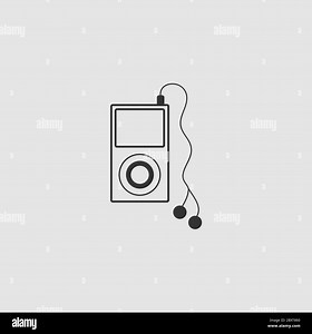 Mp3 player icon flat. Black pictogram on grey background. Vector illustration symbol Stock Vector Image & Art - Alamy