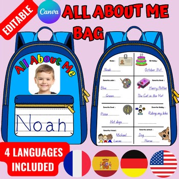 All About Me Bag | Editable Labels & Tags | Back to School Activity for Students