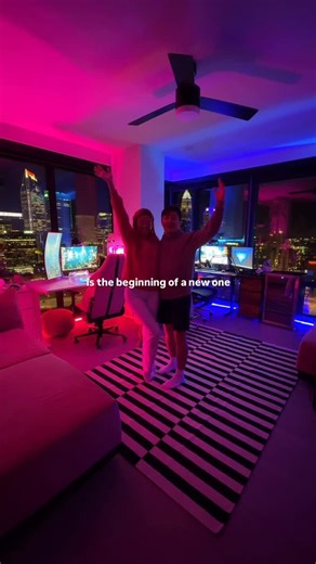 Meg & Matt | Gamers on Instagram: "trust the process 🥹 we finally did it 😭 (basically) unpacked and at our NEW dual pc gaming setup in our new apartment!! we spent the last 6 days unpacking and trying to bring the vision to life as quick as possible. so here it is!! stay tuned for more content on the space coming soon and we can’t waittt to get back to streaming!! 🩷"