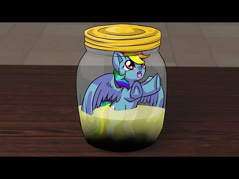 Placing Rainbow Dash Inside a Jar of a Mysterious Fluid