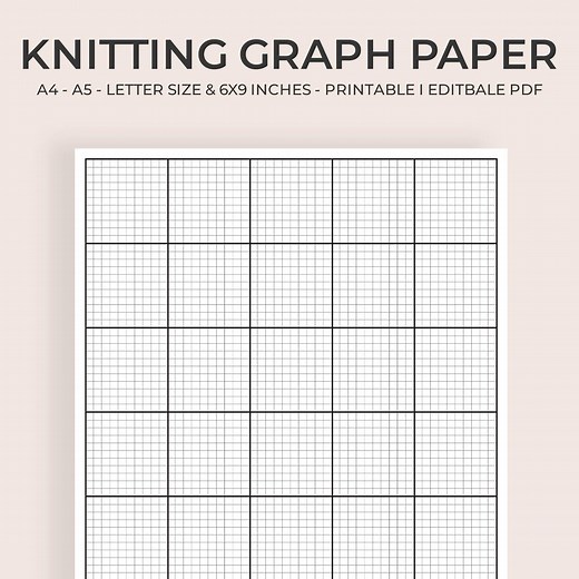 Knitting Graph Paper Printable PDF | Crochet & Stitch Chart Template | A4 A5 Letter 6x9 | Editable Pattern Design Sheet - Etsy