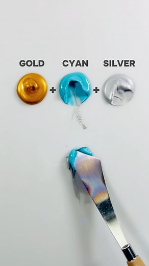 Mini Art Zone on Instagram: "Let’s Make a Tiffany Color!🩵 . . . . . . . . . #colors #paintmixing #colormixing #art #artvideo #gold #cyan #tiffany #silver #color #mixing #palette #asmr #asmrsound #satisfying #satisfyingvideo #shorts #miniartzone #viral #trending #foryou #follow #reels #viralvideo #trendingvideo #foryoupage #beauty #style #music #tiktok"