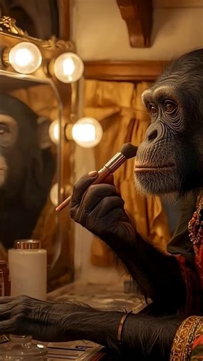 Hilarious Monkey Tries Makeup for the First Time – Adorable & Funny AF! #shorts #beautiful