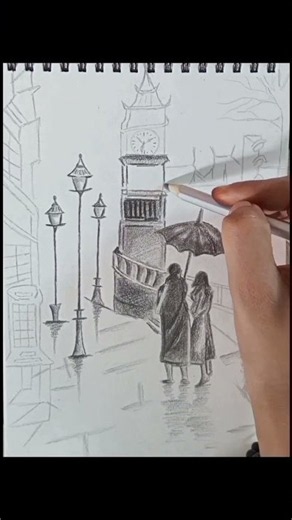 ‎(part:-3) #couple walking👭, on #road, #city #sketch drawing‎