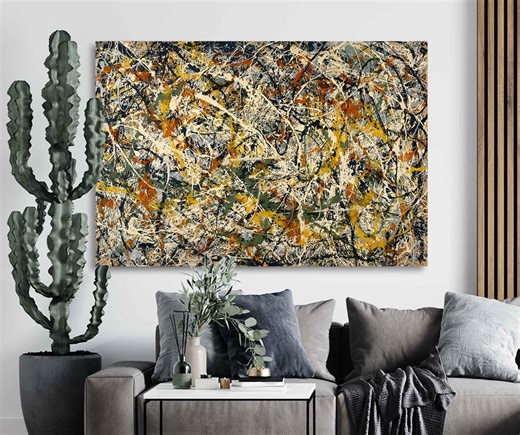 Jackson Pollock Number 3 Canvas Art — Iconic Mid-century Modern Wall Anchor — Ochre & Earth Tone Action Painting Print - Etsy