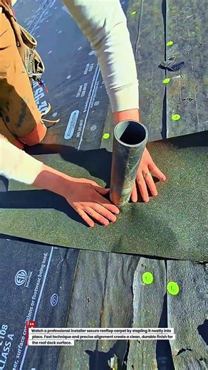 Pro Installer Stapling Roof Deck Carpet for a Clean Finish